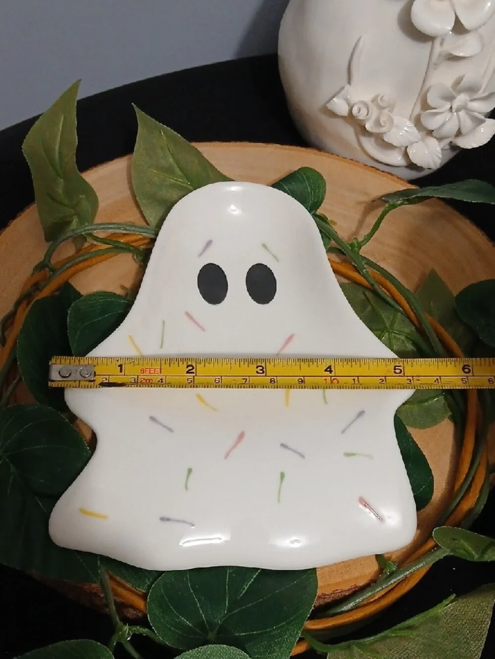 Cute White Ghost Trinket Dish with Pastel Sprinkles NWT